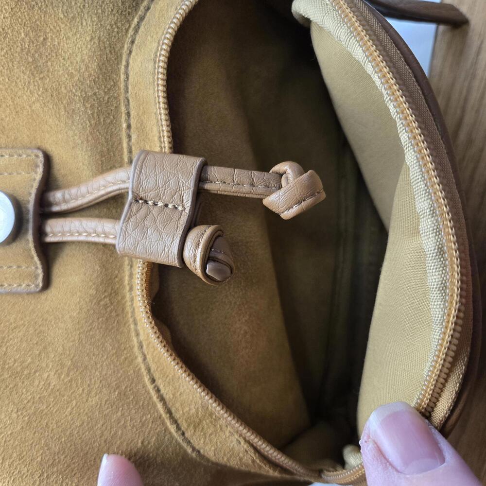 DSI America Backpack Style Suede Leather Purse with Western Buckle Detail - Picture 3 of 9